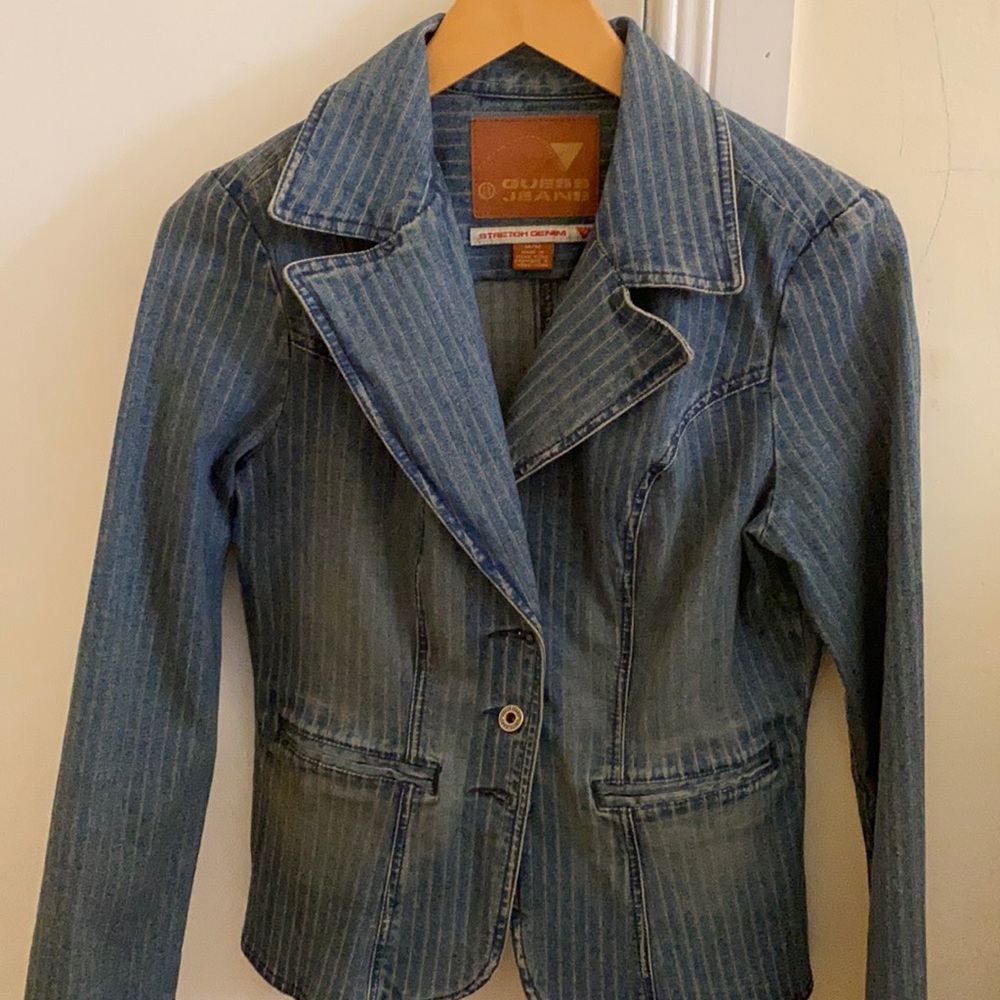 Guess Jeans striped denim blazer